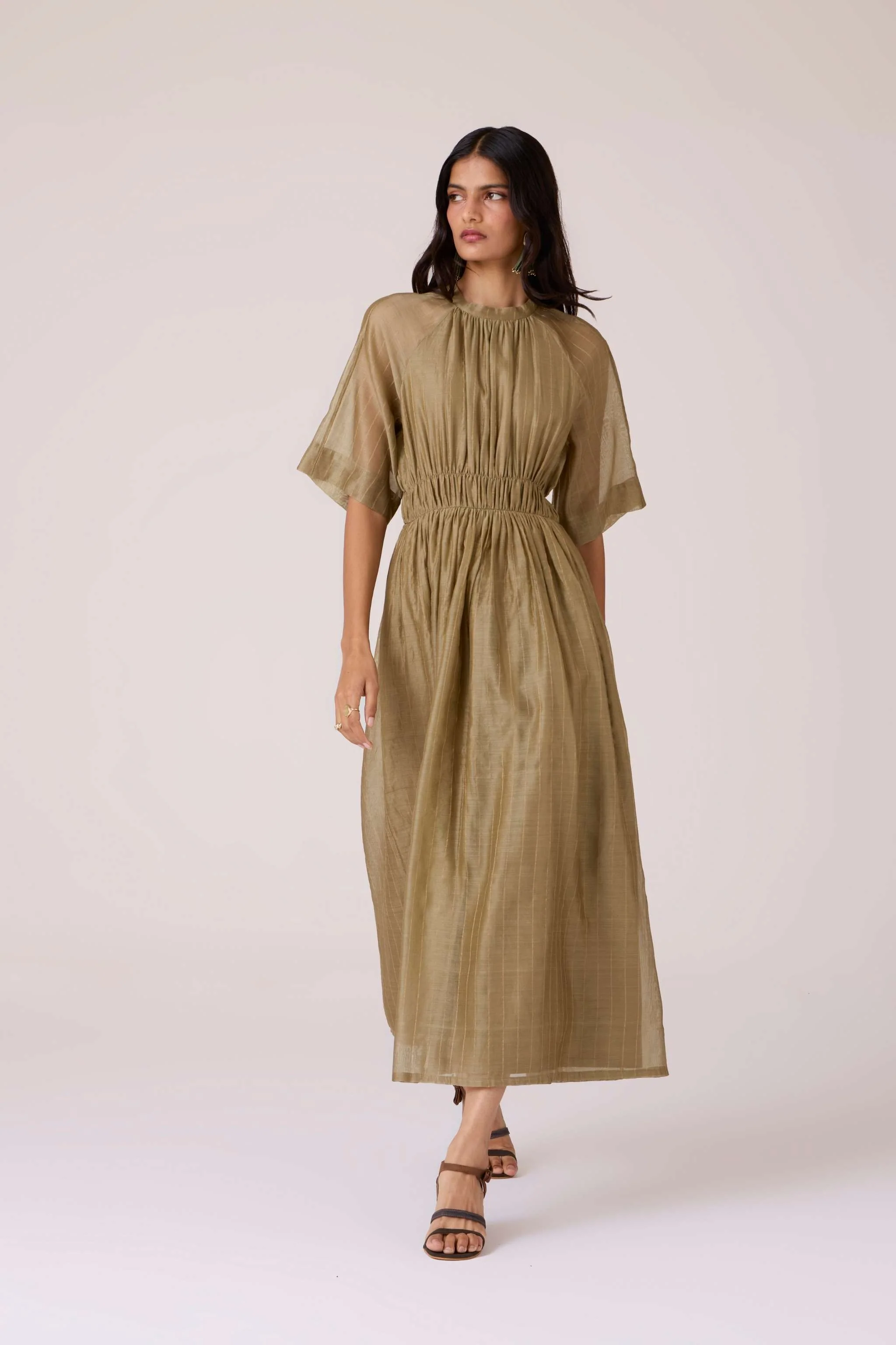 Arha Olive Handwoven Dress - Image 6