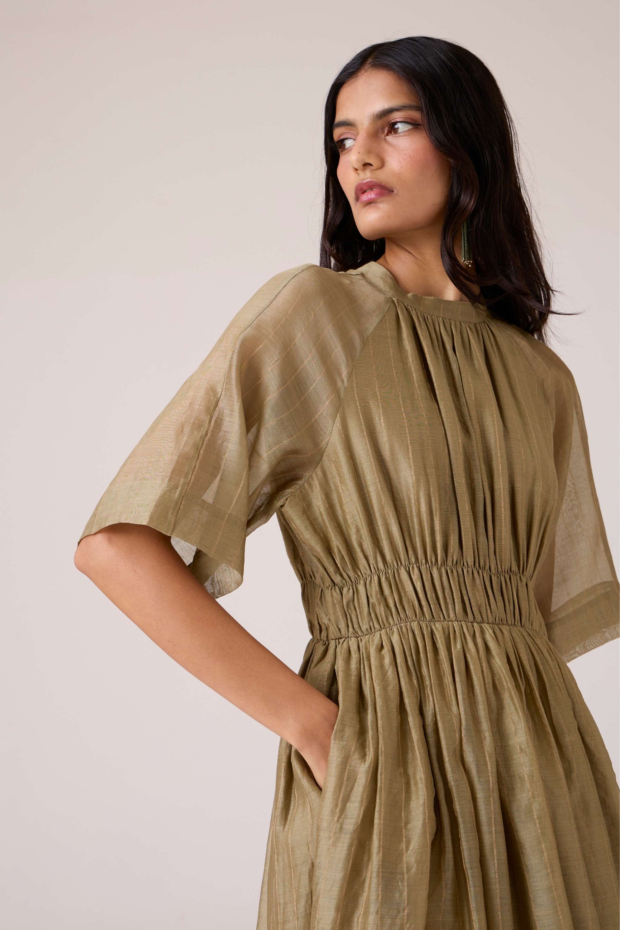 Arha Olive Handwoven Dress - Image 8