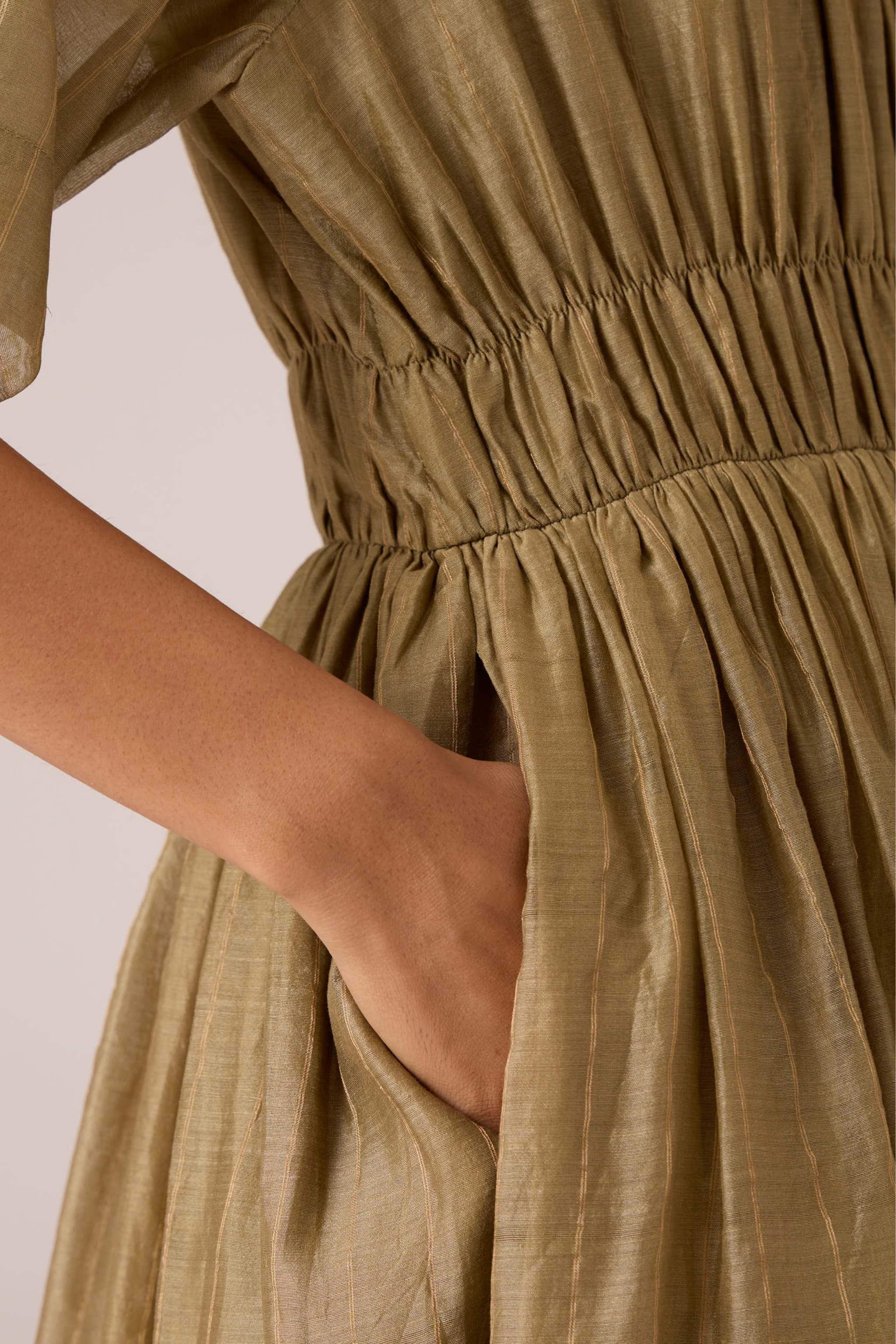 Arha Olive Handwoven Dress - Image 9