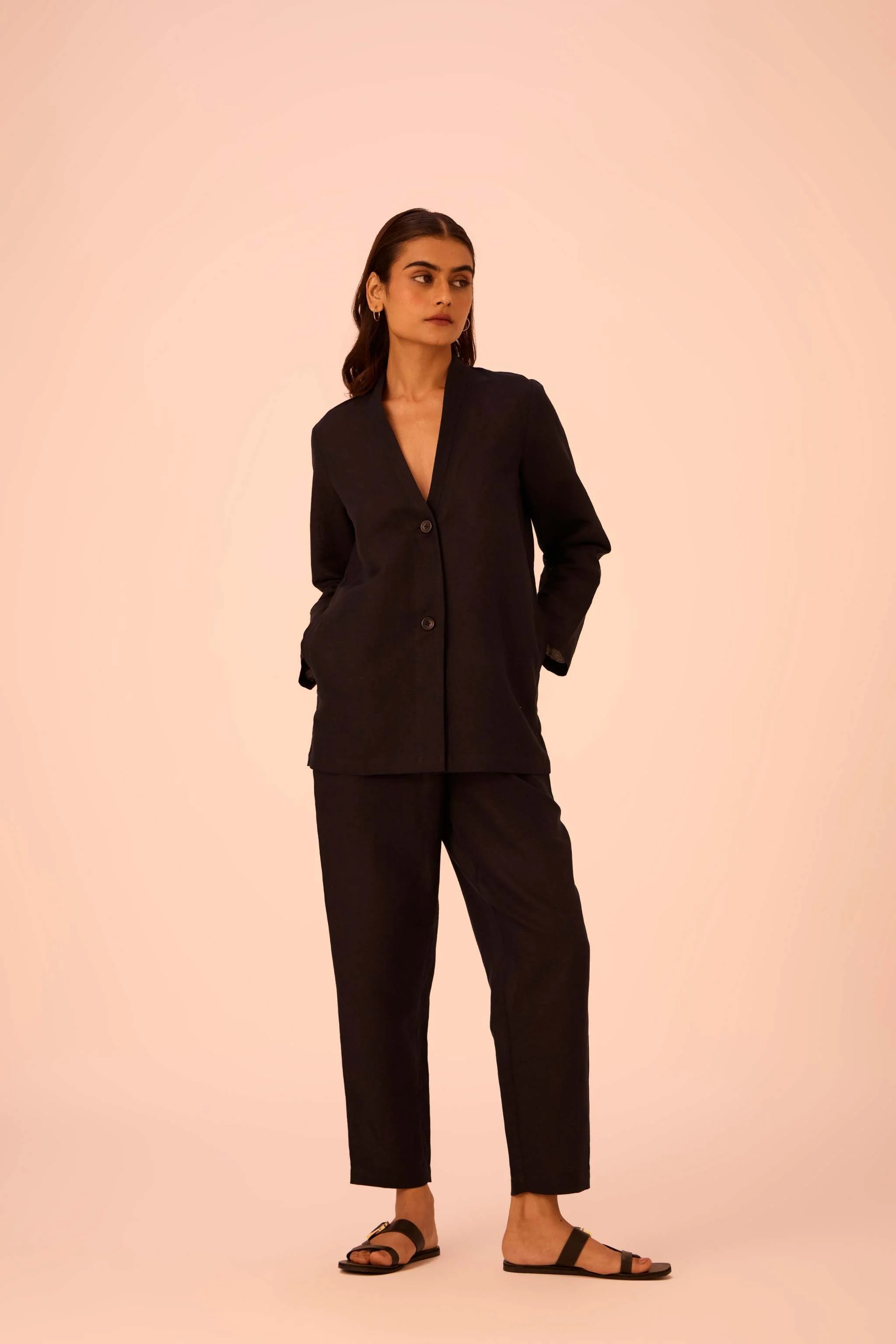 Darcy Black Linen Jacket - Image 10