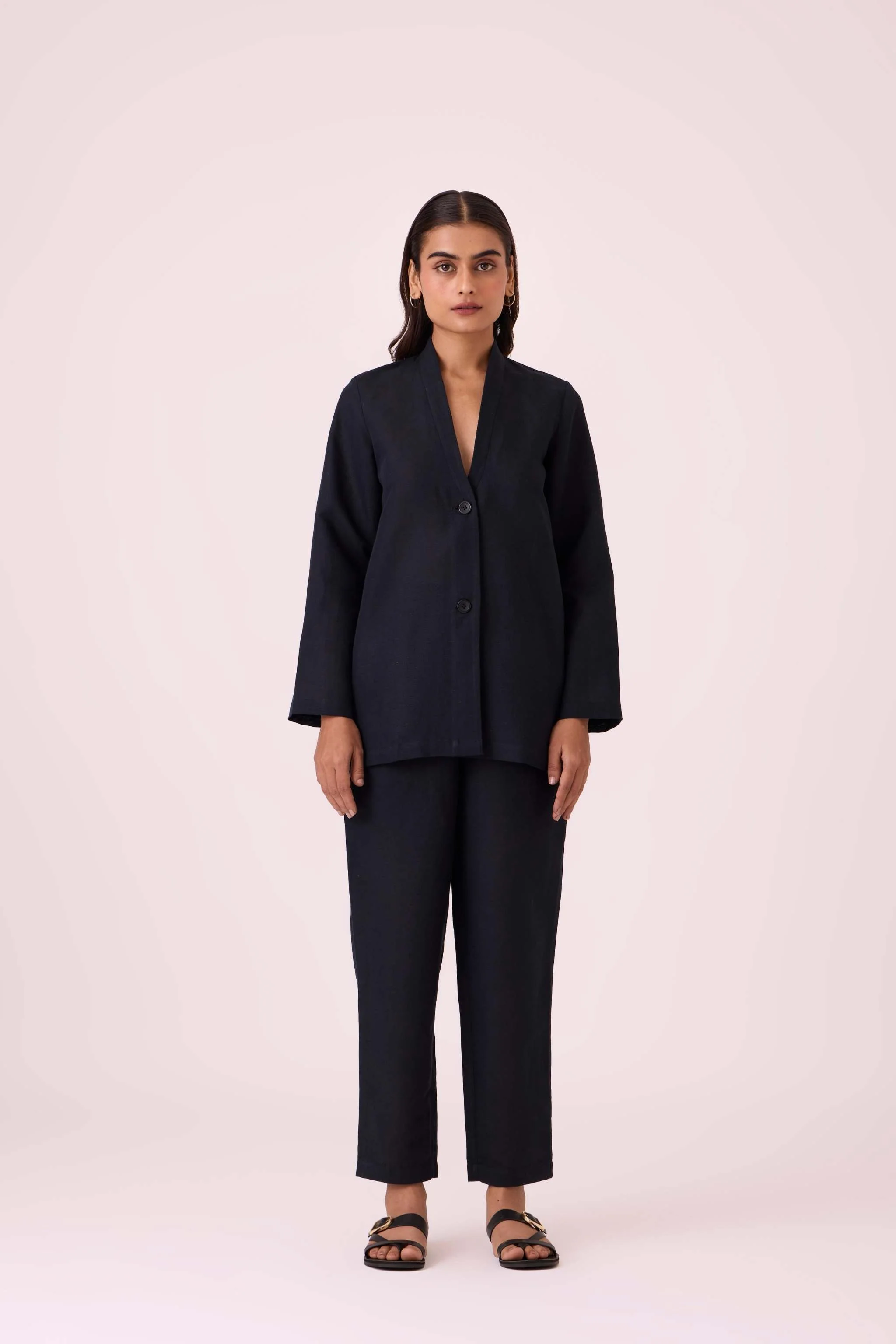 Darcy Black Linen Jacket - Image 3