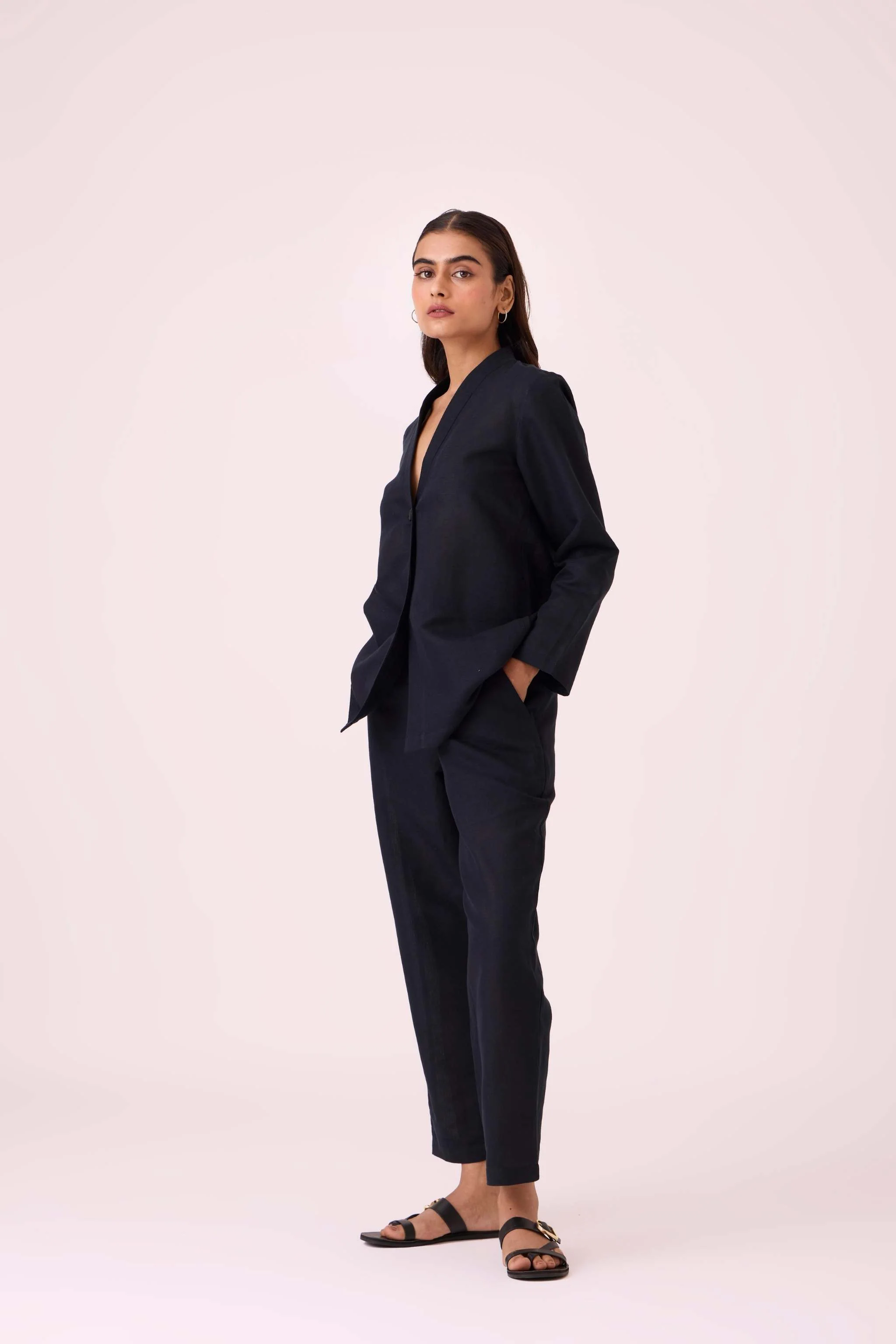 Darcy Black Linen Jacket - Image 7