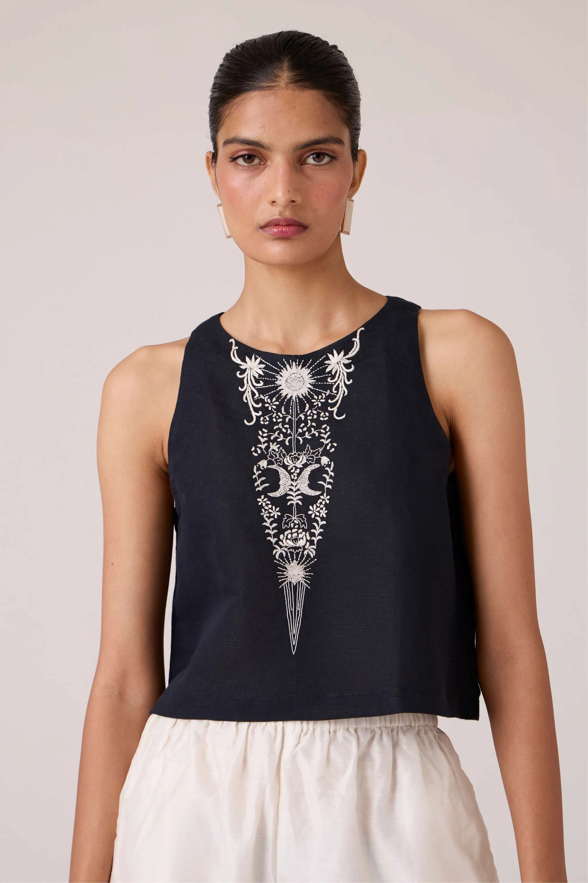 Evora Black Embroidered Top - Image 3