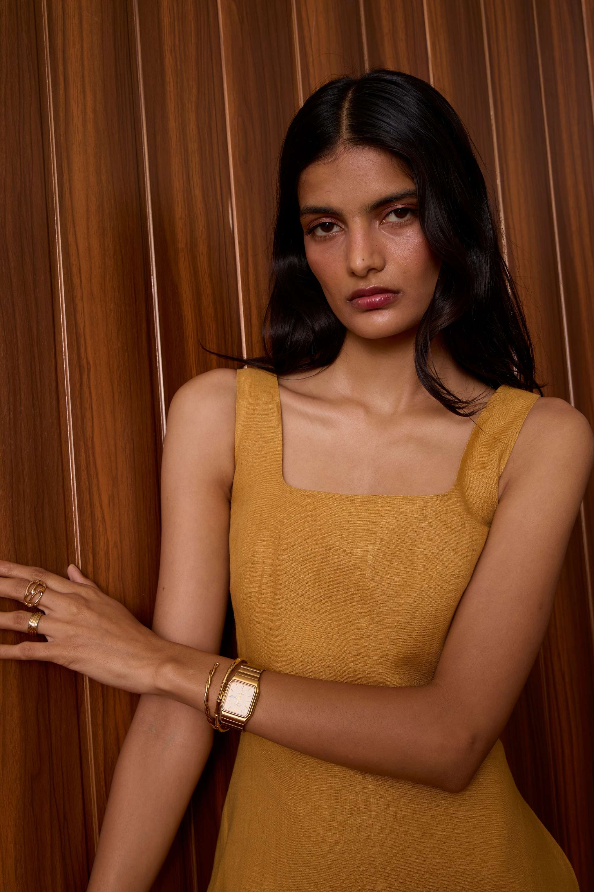 Glasswing Mustard Linen Dress - Image 14