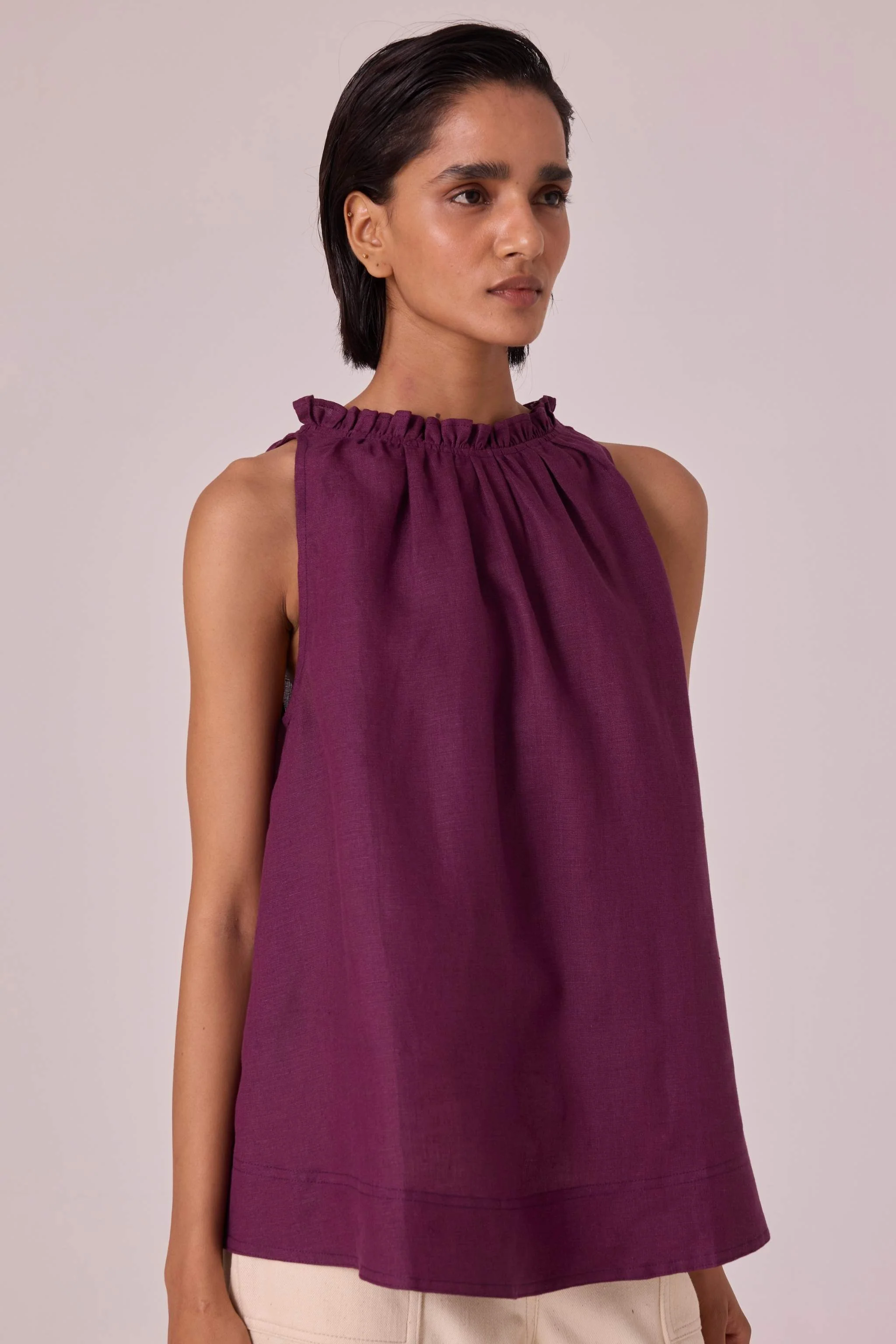Kocho Purple Linen Halter Top - Image 4