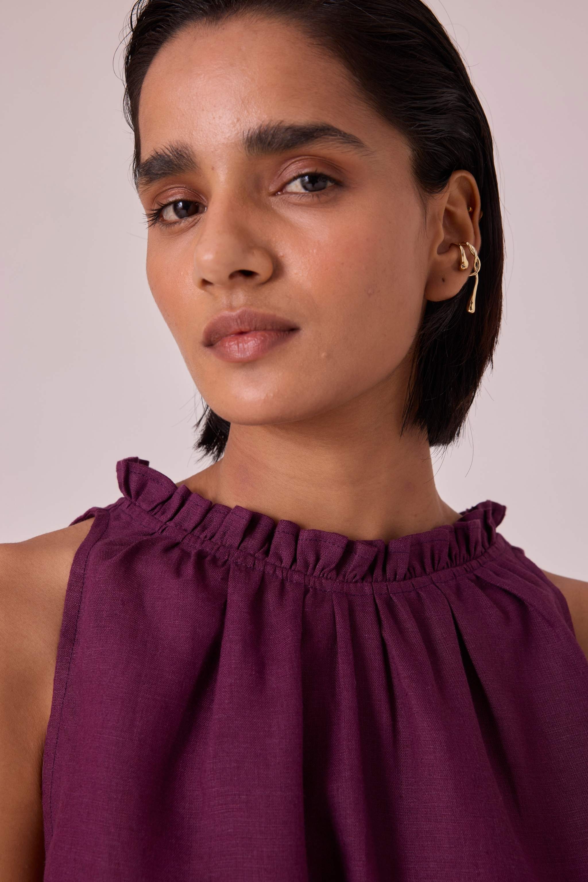 Kocho Purple Linen Halter Top - Image 6