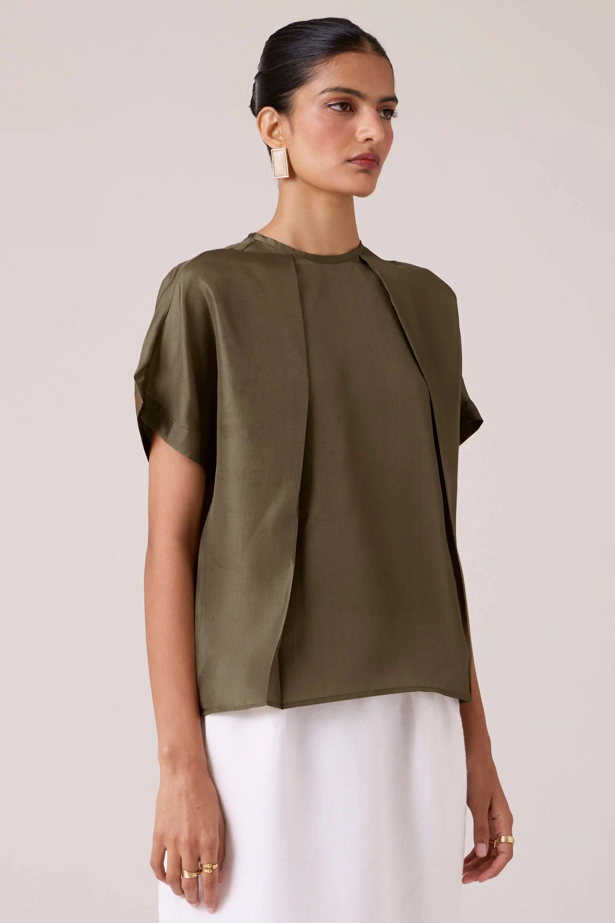 Pam Olive Silk Top - Image 3